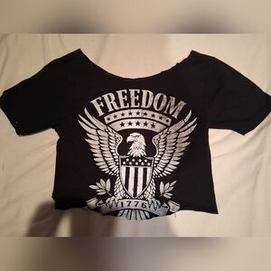 Black Freedom Graphic Crop Top
